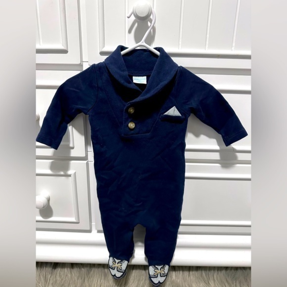 Edgehill Collection Baby Footed Coverall‎ with Peter Pan Collar Size NB